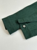 Dior Fashion Versatile Full Ink Green Dark Pattern Vintage Long Sleeve Denim Shirt