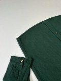 Dior Fashion Versatile Full Ink Green Dark Pattern Vintage Long Sleeve Denim Shirt