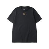 Fendi Fashion Embroidery FF Round Neck T-shirt Couple Casual Versatile Short Sleeve