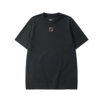 Fendi Fashion Embroidery FF Round Neck T-shirt Couple Casual Versatile Short Sleeve