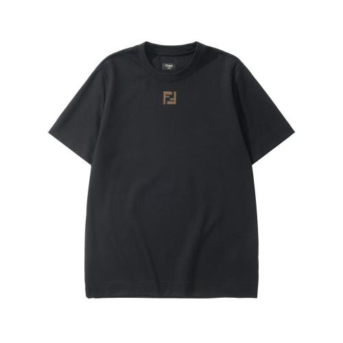 Fendi Fashion Embroidery FF Round Neck T-shirt Couple Casual Versatile Short Sleeve
