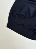 Prada Fashion Versatile Embroidered Logo Tibetan Blue Splicing White Edge Knitted Short Sleeve