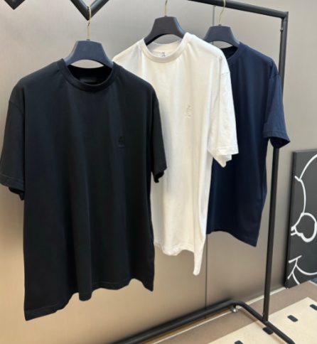 Prada Classic Embroidered School Emblem Logo Round Neck T-shirt Couple Casual Oversize Short Sleeve