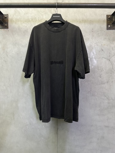 Balenciaga Retro Sanskrit Embroidered Washed Short Sleeve Couple Loose T-shirt