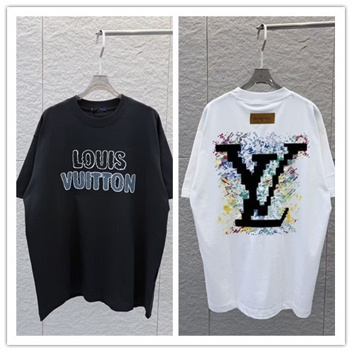 Louis Vuitton Classic Embroidered Logo Round Neck T-shirt Unisex Versatile Loose Short Sleeve