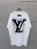 Louis Vuitton Classic Embroidered Logo Round Neck T-shirt Unisex Versatile Loose Short Sleeve