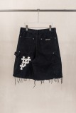 Chrome Hearts Fashion Leather Cross Casual Versatile Denim Shorts