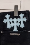 Chrome Hearts Fashion Leather Cross Casual Versatile Denim Shorts