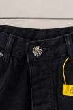 Chrome Hearts Fashion Leather Cross Casual Versatile Denim Shorts