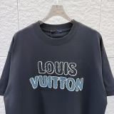 Louis Vuitton Classic Embroidered Logo Round Neck T-shirt Unisex Versatile Loose Short Sleeve