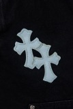 Chrome Hearts Fashion Leather Cross Casual Versatile Denim Shorts