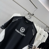 Balenciaga Classic Logo Printed Splicing Quick Drying T-shirt Unisex Versatile Loose Short Sleeve