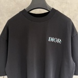 Dior Fashion Patchwork Embroidered Short Sleeve Couple Loose Casual T-shirt