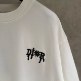 Dior Classic Heavy Embroidered Round Neck Short Sleeve Couple Loose Casual T-shirt