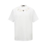 Prada Fashion Embroidered Logo Round Neck T-shirt Unisex Casual Versatile Short Sleeve