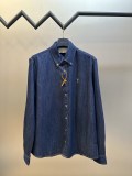 Ami Paris Classic Casual Versatile Embroidered Long Sleeve Denim Shirt