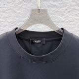 Fendi Fashion Embroidery Logo T-shirt Unisex Versatile Loose Short Sleeve
