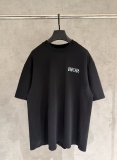 Dior Fashion Patchwork Embroidered Short Sleeve Couple Loose Casual T-shirt