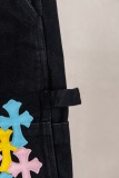 Chrome Hearts Fashion Leather Cross Casual Versatile Denim Shorts