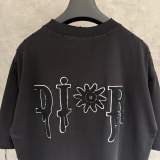 Dior Classic Heavy Embroidered Round Neck Short Sleeve Couple Loose Casual T-shirt