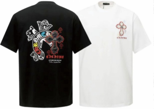 Chrome Hearts Fashion Embroidered Cross T-shirt Unisex Casual Versatile Short Sleeve
