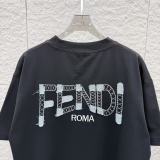 Fendi Fashion Embroidery Logo T-shirt Unisex Versatile Loose Short Sleeve