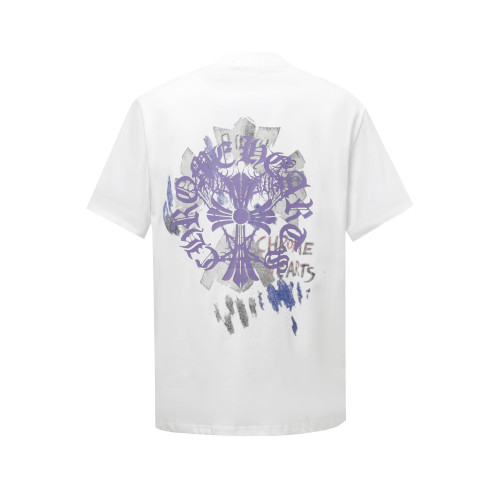 Chrome Hearts Classic Sanskrit Cross Print T-shirt Unisex Versatile Loose Short Sleeve