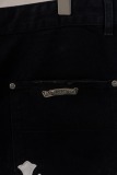 Chrome Hearts Fashion Leather Cross Casual Versatile Denim Shorts