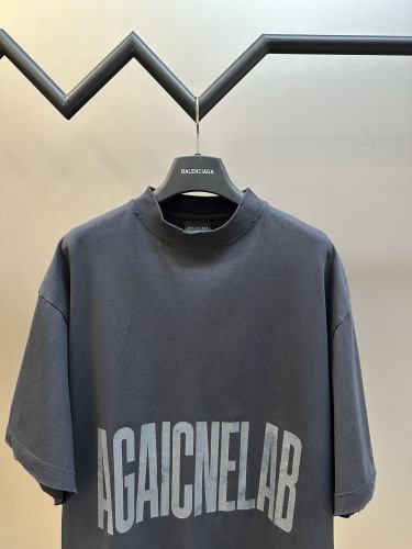 Balenciaga Retro Mirror Logo Printed Short Sleeve Unisex Loose Casual T-shirt