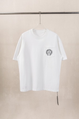 Chrome Hearts Fashion Sanskrit Cross Printed T-shirt Unisex Casual Loose Short Sleeve