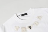 Prada Fashion Embroidered Logo Round Neck T-shirt Unisex Casual Versatile Short Sleeve