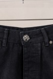 Chrome Hearts Fashion Leather Cross Casual Versatile Denim Shorts