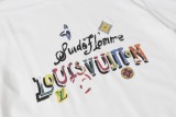 Louis Vuitton Fashion Embroidered T-shirt Unisex Versatile Loose Short Sleeve