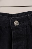 Chrome Hearts Fashion Leather Cross Casual Versatile Denim Shorts