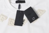 Prada Fashion Embroidered Logo Round Neck T-shirt Unisex Casual Versatile Short Sleeve