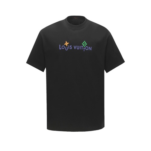 Louis Vuitton Fashion Embroidered Logo Round Neck T-shirt Couple Casual Versatile Short Sleeve
