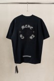 Chrome Hearts Fashion Embroidered Sanskrit Cross T-shirt Couple Casual Loose Short Sleeve