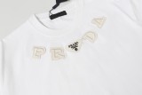Prada Fashion Embroidered Logo Round Neck T-shirt Unisex Casual Versatile Short Sleeve