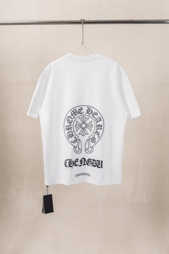 Chrome Hearts Fashion Sanskrit Cross Printed T-shirt Unisex Casual Loose Short Sleeve