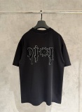 Dior Classic Heavy Embroidered Round Neck Short Sleeve Couple Loose Casual T-shirt