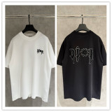 Dior Classic Heavy Embroidered Round Neck Short Sleeve Couple Loose Casual T-shirt
