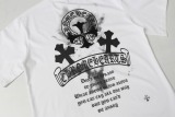 Chrome Hearts Fashion Sanskrit Cross Print T-shirt Unisex Versatile Loose Short Sleeve