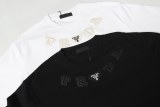 Prada Fashion Embroidered Logo Round Neck T-shirt Unisex Casual Versatile Short Sleeve