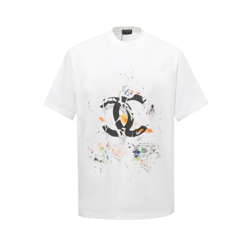 Chanel Fashion Inkjet Logo Printed T-shirt Couple Casual Versatile Short Sleeve