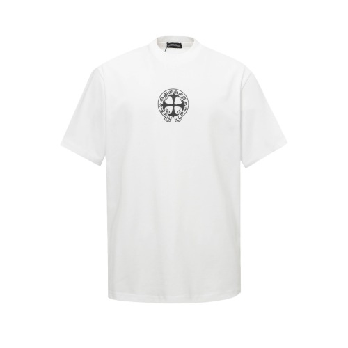 Chrome Hearts Fashion Sanskrit Cross Print T-shirt Unisex Versatile Loose Short Sleeve