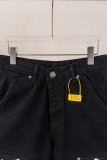 Chrome Hearts Fashion Leather Cross Casual Versatile Denim Shorts