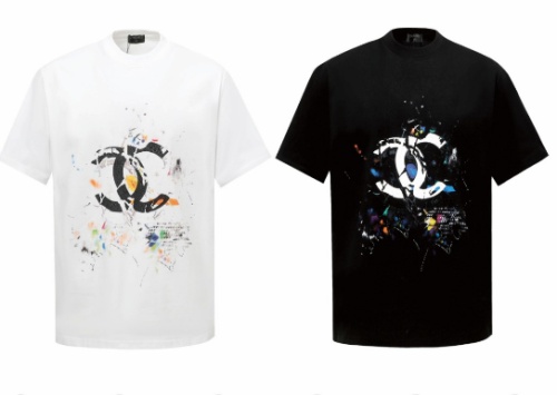 Chanel Fashion Inkjet Logo Printed T-shirt Couple Casual Versatile Short Sleeve