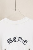 Chrome Hearts Fashion Embroidered Sanskrit Cross T-shirt Couple Casual Loose Short Sleeve