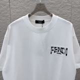 Fendi Fashion Embroidery Logo T-shirt Unisex Versatile Loose Short Sleeve