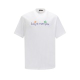 Louis Vuitton Fashion Embroidered Logo Round Neck T-shirt Couple Casual Versatile Short Sleeve